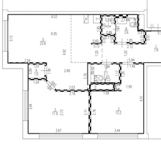 Внесенный в 2026 г. план квартиры с новой планировкой из ЕГРН